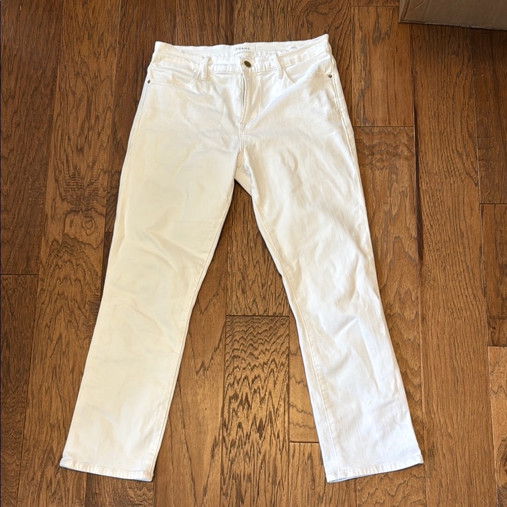 Frame Denim Straight Leg Jeans in White Denim